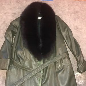 LEATHER FOX FUR TRENCH COAT